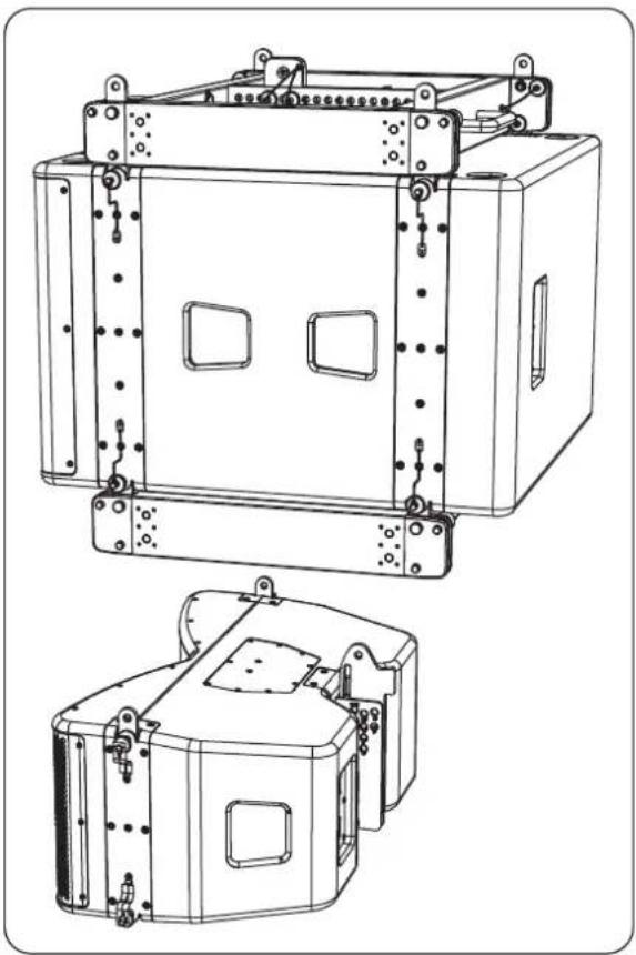 Turbosound Manchester MS215-VT - Prozedur 5.2 - Anbringen der MV212-Schränke am MS215-Subwoofer - 1