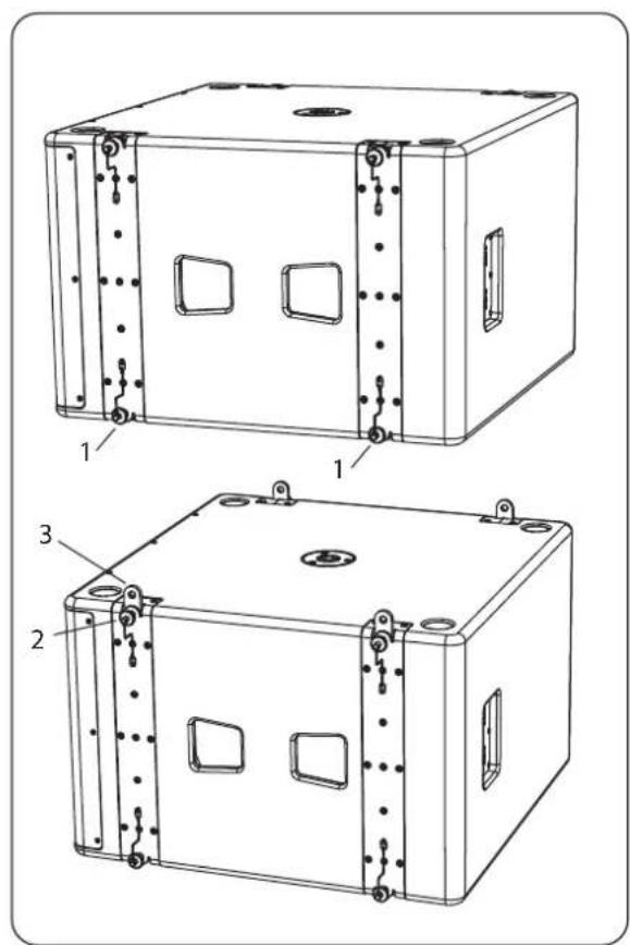 Turbosound Manchester MS215-VT - Prozedur 6.1 - Zusammenbau von zwei MS215-Subwoofern - 1