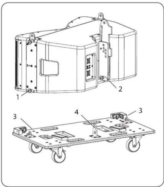 Turbosound Manchester MS215-VT - 1 Befestigung von MV212-Schränken an der MV212-VT - 1