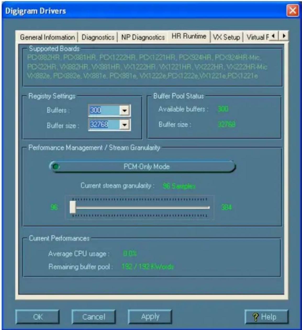 Digigram VX222e - Parameterizing the ASIO and Wave drivers - 1