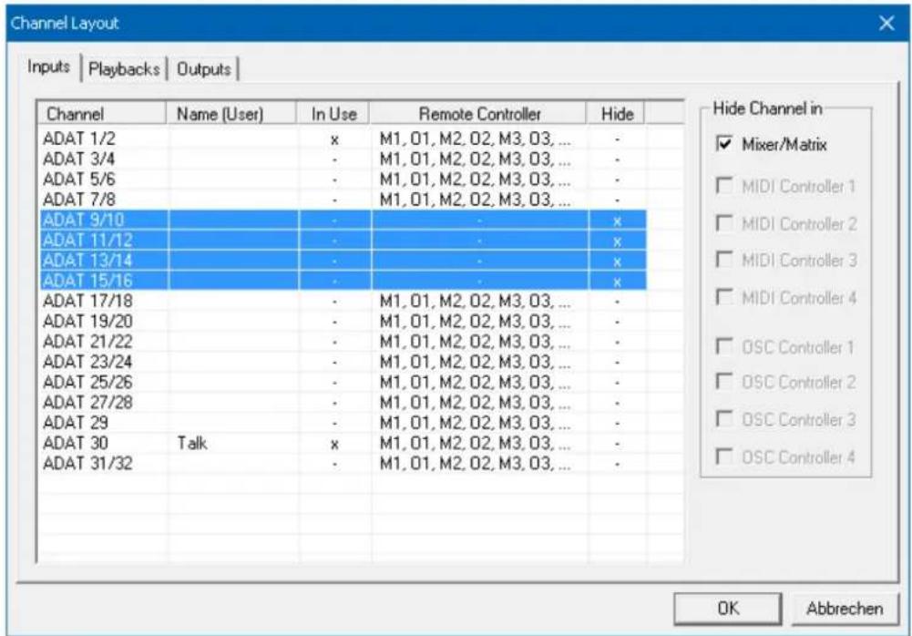 RME Digiface USB - Channel Layout - Layout Presets - 1