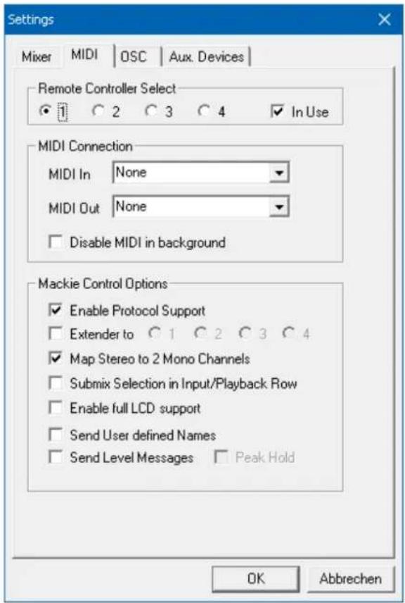 RME Digiface USB - Mackie Control Options - 1