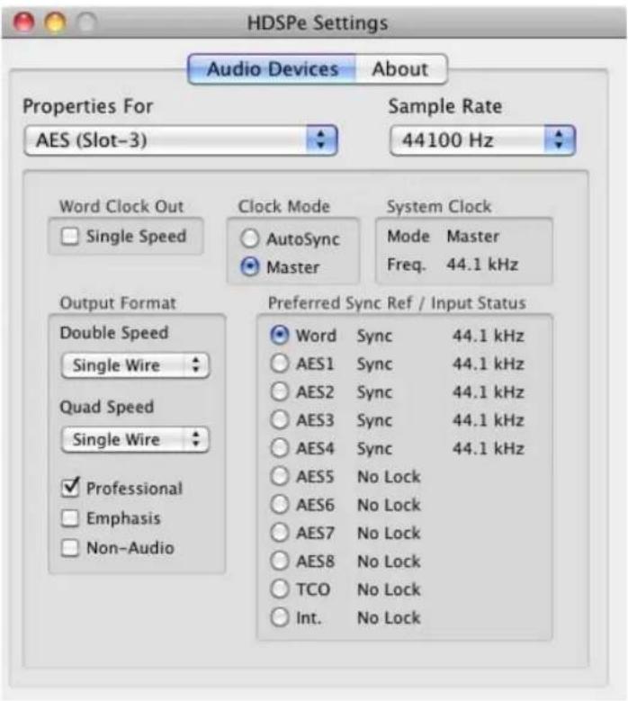 RME HDSPe AES-32 - Preferred Sync Ref, / Input Status - 1