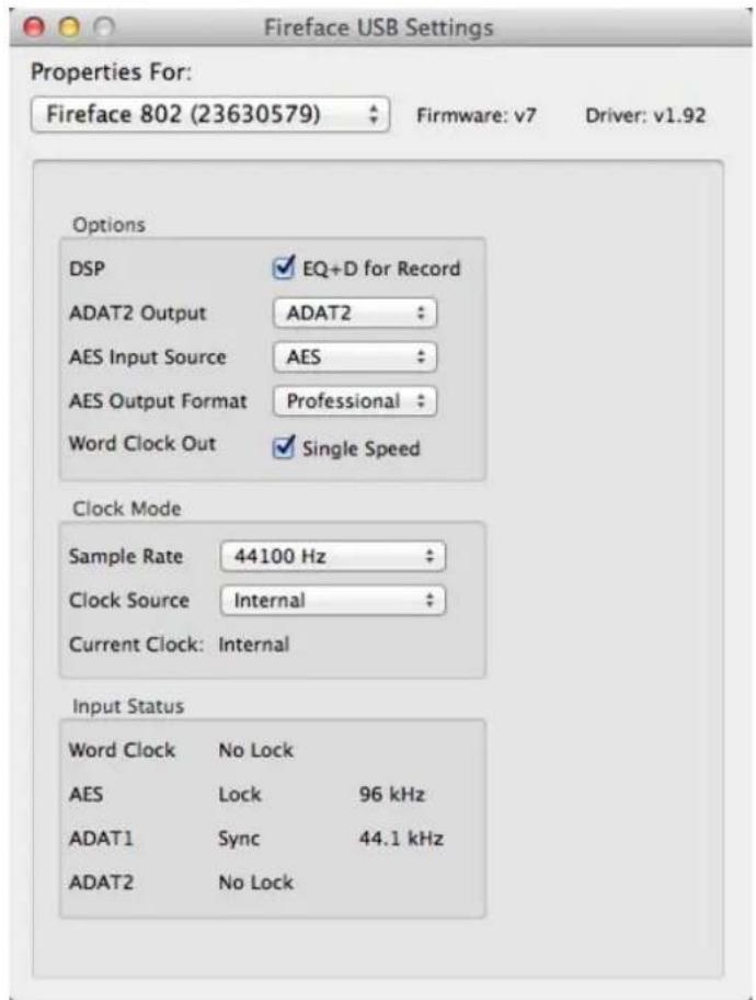 RME Fireface 802 - Settings Dialog - 1