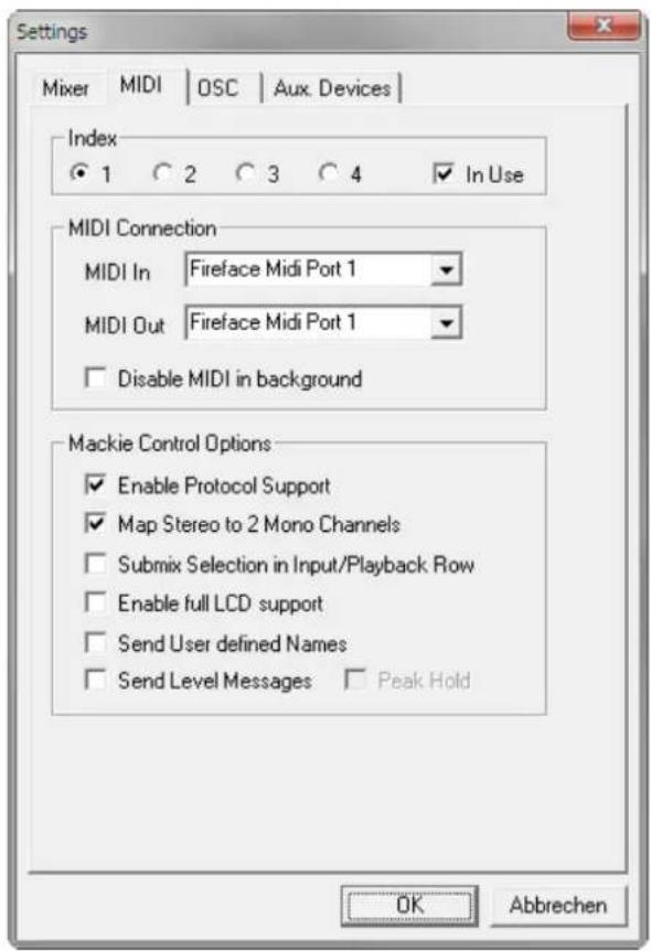 RME Fireface 802 - Mackie Control Options - 1