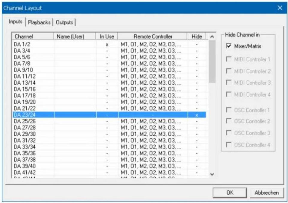 RME Digiface Dante - Channel Layout - Layout Presets - 1