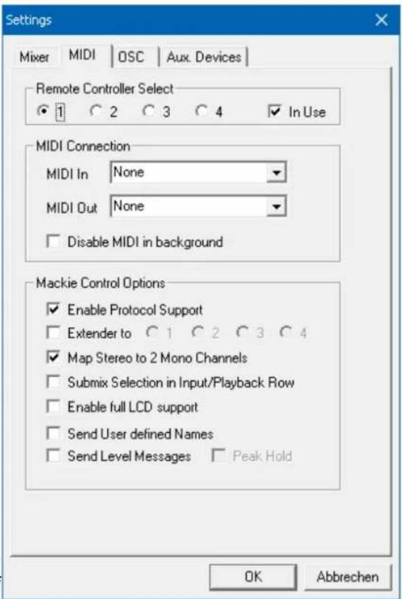 RME Digiface Dante - Mackie Control Options - 1