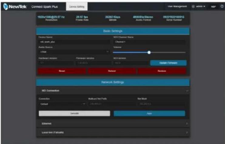 NEWTEK Spark Plus I/O SDI - AUDIO/VIDEO SETTINGS - 1
