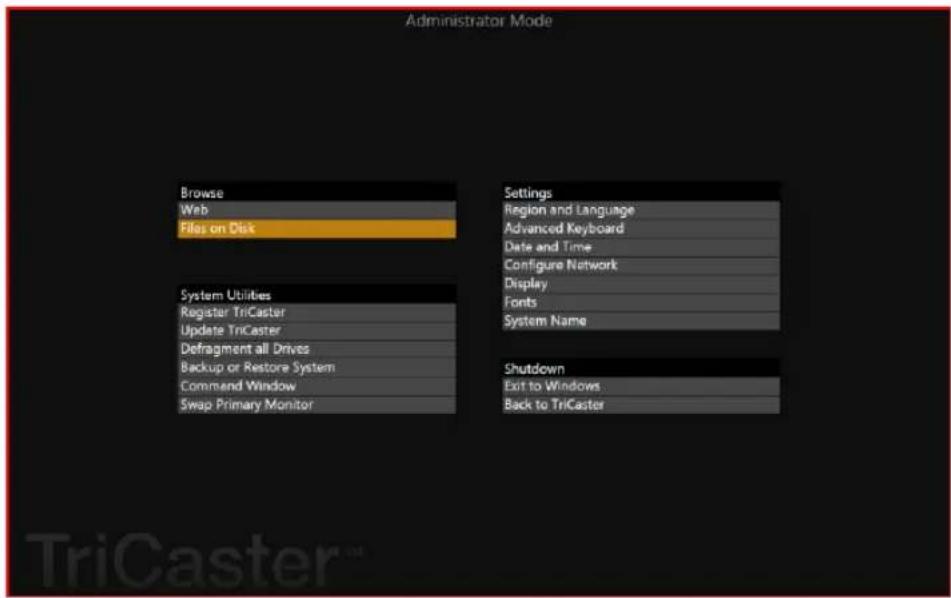 NEWTEK TriCaster 460 - ADMINISTRATOR MODE - 1