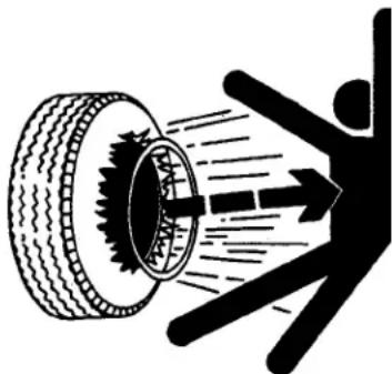 Silhouette of a person pushing a tire with motion lines indicating speed or impact (no text or symbols)