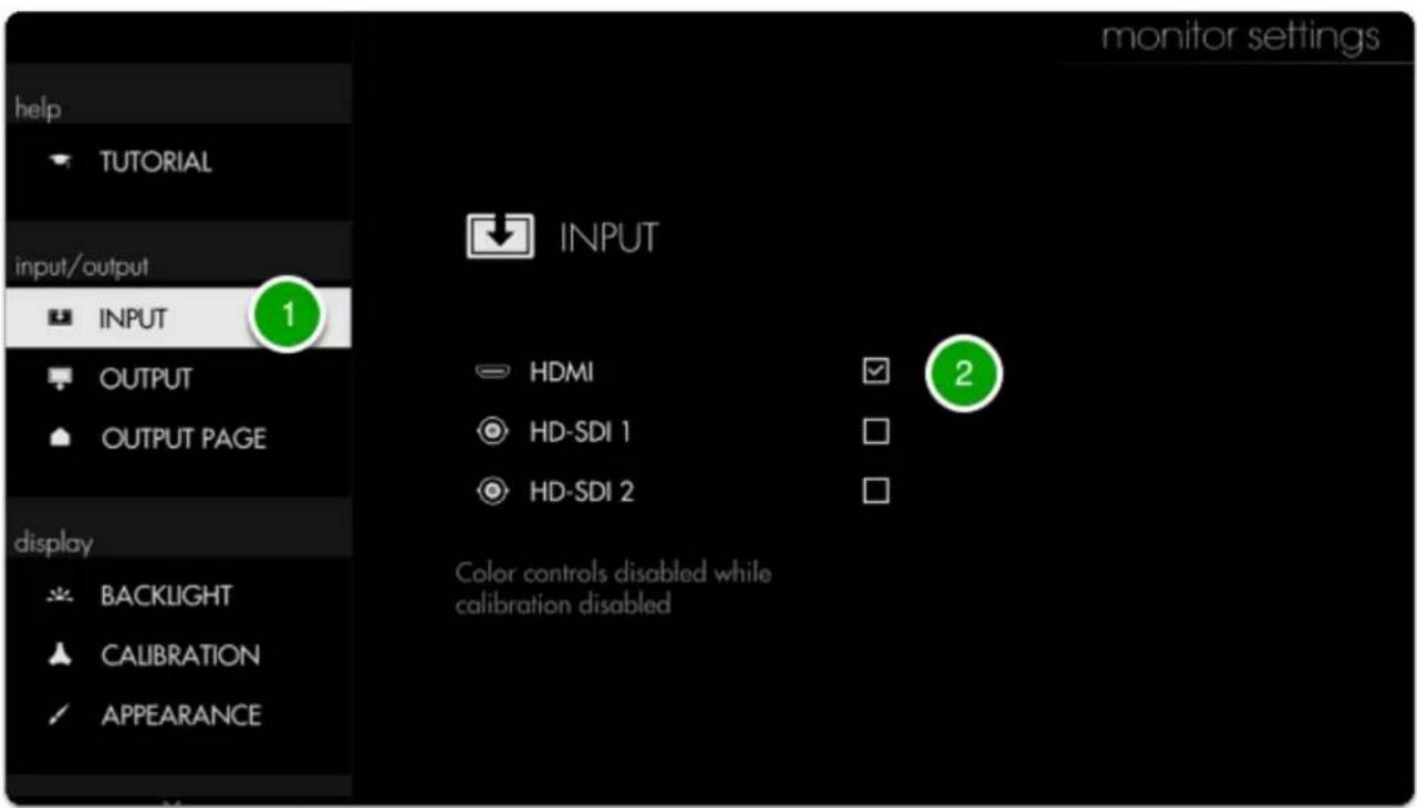 SmallHD 1703 P3X - Select an Input - 2