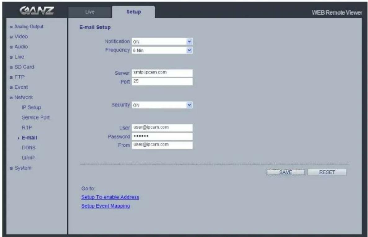 Ganz PixelPro ZN-B2MTP - Network > E-mail - 1