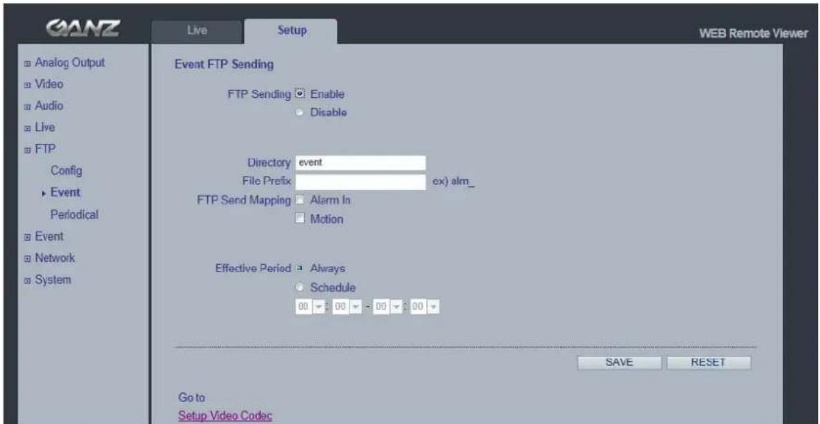 Ganz PixelPro ZN-B2MTP - FTP > Event - 1