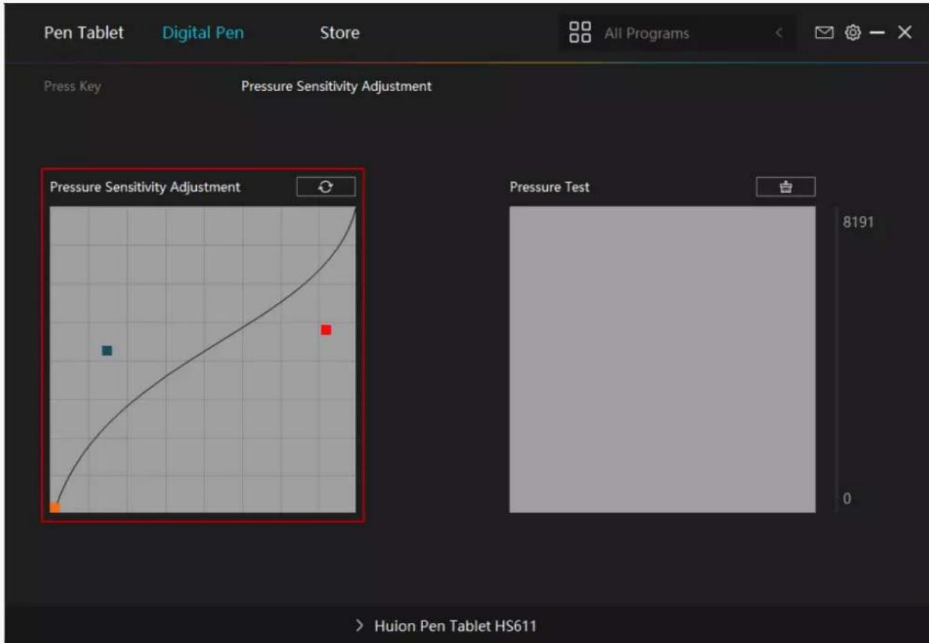 Huion Inspiroy HS611 - Pressure Sensitivity Adjustment - 1