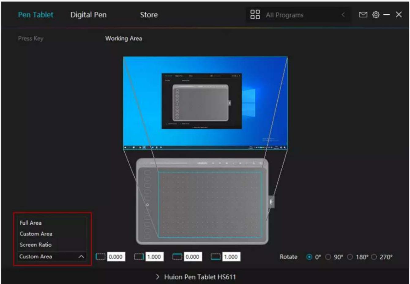 Huion Inspiroy HS611 - Working Area Setting - 1