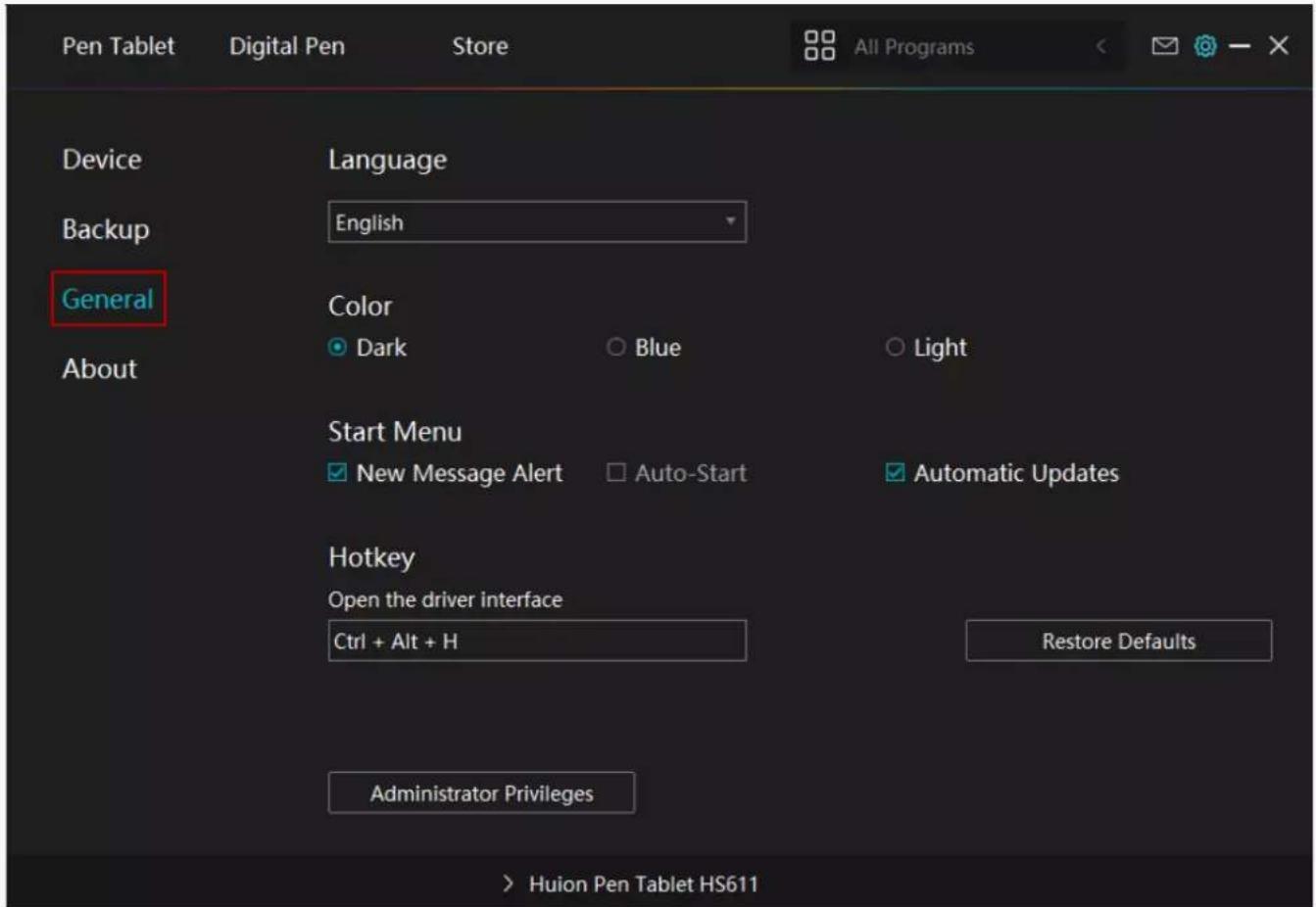 Huion Inspiroy HS611 - General Setting - 1