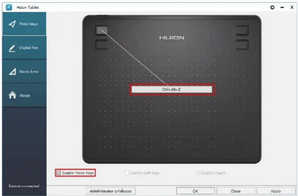 Huion Inspiroy HS64 - Press Keys Function Setting - 1