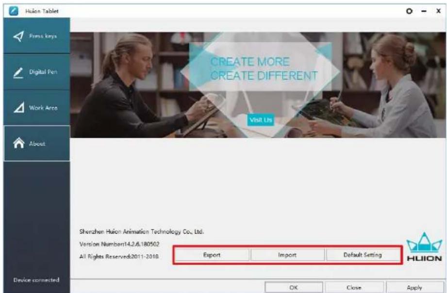 Huion Inspiroy HS64 - Data Export and Import - 1
