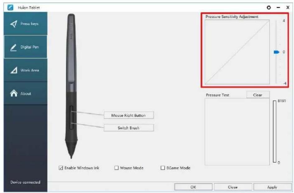 Huion Inspiroy HS64 - Pressure Sensitivity Setting - 1