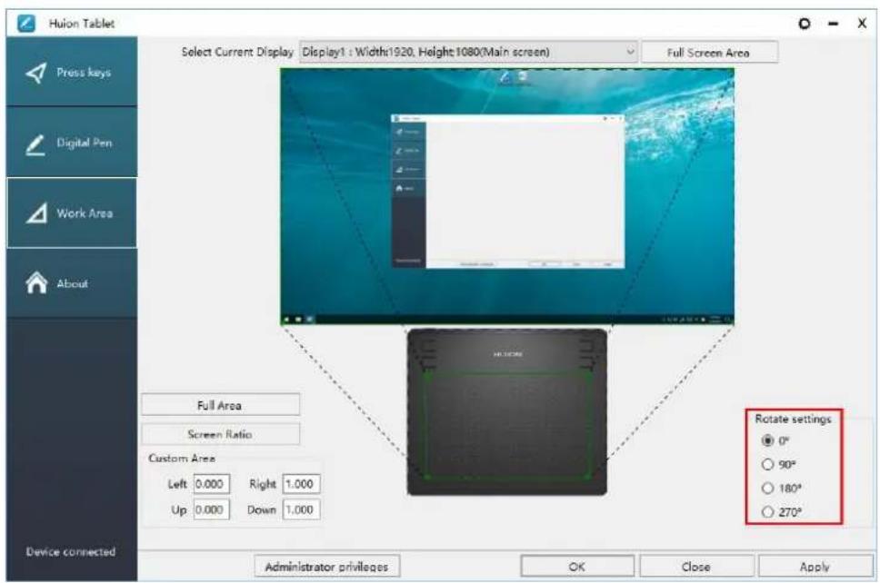 Huion Inspiroy HS64 - Rotate Working Area - 1