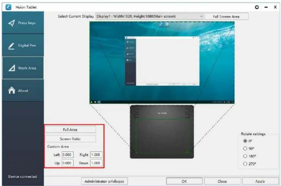 Huion Inspiroy HS64 - Working Area Setting - 1