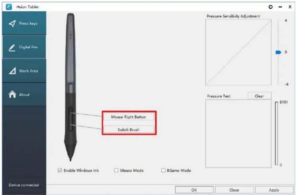 Huion Inspiroy HS64 - Pen Buttons Function Setting - 1