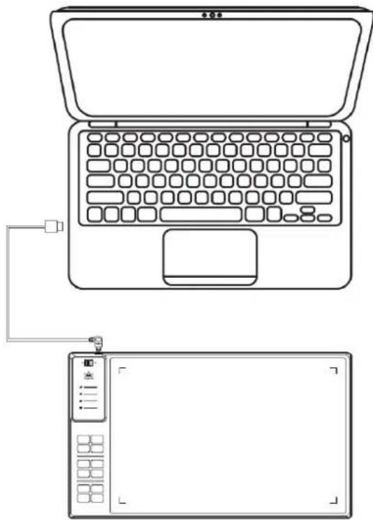 Huion Inspiroy WH1409 V2 - Wired Mode Connection - 1
