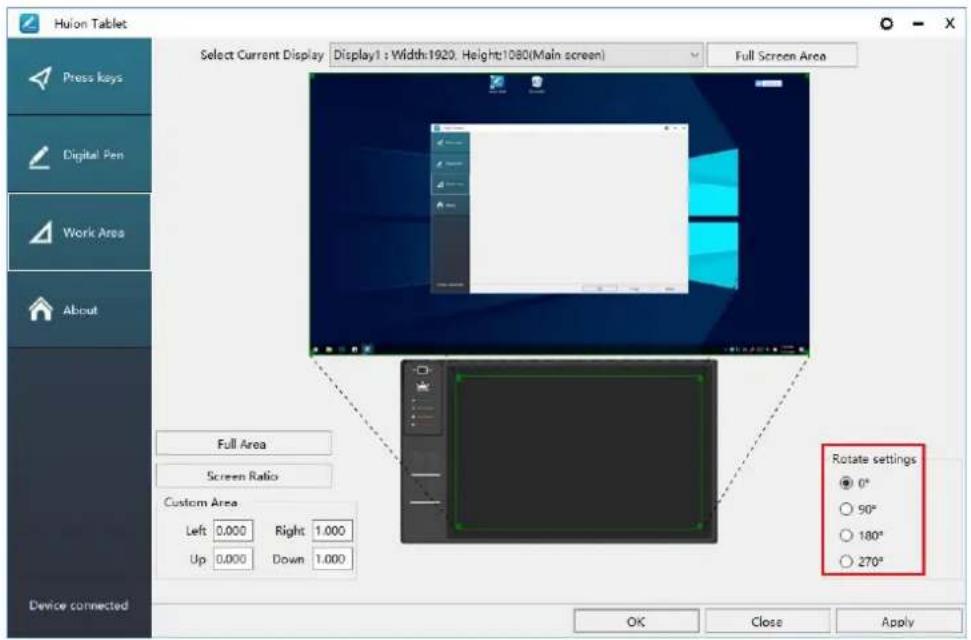 Huion Inspiroy WH1409 V2 - Rotate Working Area - 1