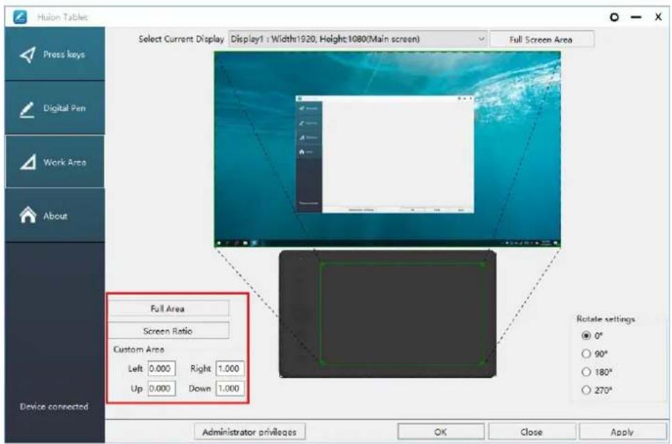Huion Inspiroy Ink H320M - Working Area Setting - 1