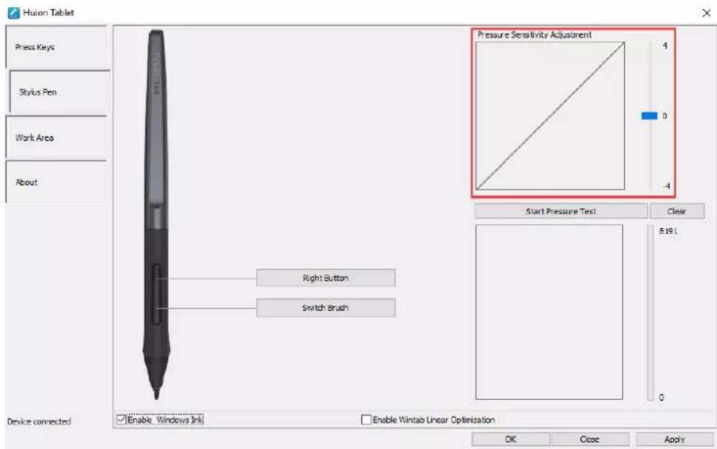 Huion Inspiroy H950P - Pressure Sensitivity Setting - 1