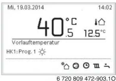 Mi, 19.03.2014 14:02 40°C 5 12.5°C Vorlauftemperatur HK1:Prog. 1 6 720 809 472-903.10