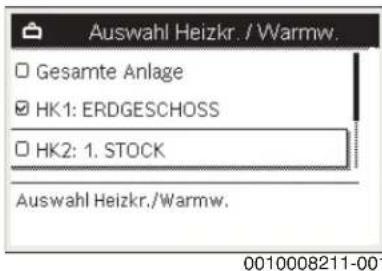 Auswahl Heizkr. / Warmw. □ Gesamte Anlage ☑ HK1: ERDGESCHOSS □ HK2: 1. STOCK Auswahl Heizkr./Warmw.