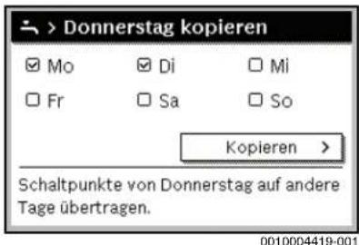 > Donnerstag kopieren ✓ Mo ✓ Di □ Mi □ Fr □ Sa □ So Kopieren > Schaltpunkte von Donnerstag auf andere Tage übertragen.