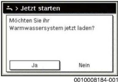 > Jetzt starten Möchten Sie ihr Warmwassersystem jetzt laden? Ja Nein 0010008184-001