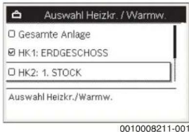 Auswahl Heizkr. / Warmw. □ Gesamte Anlage ☑ HK1: ERDGESCHOSS □ HK2: 1. STOCK Auswahl Heizkr./Warmw.