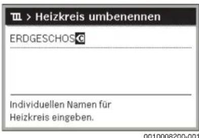 Heizkreis umbenennen ERDGESCHOS® Individuellen Namen für Heizkreis eingeben.