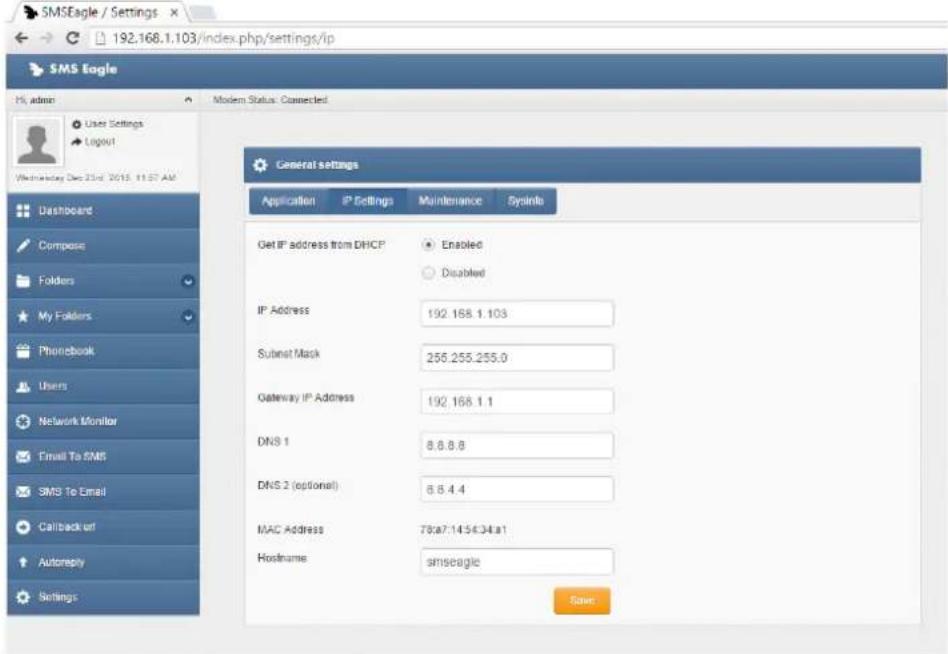 SMSEagle NXS-9750 3G - D) CONFIGURE STATIC IP SETTINGS (OPTIONAL) - 1