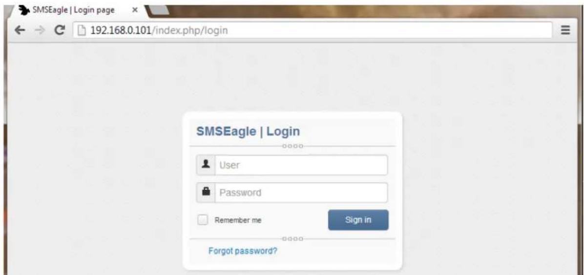 SMSEagle NXS-9750 3G - C) LOG IN TO SMSEAGLE - 1