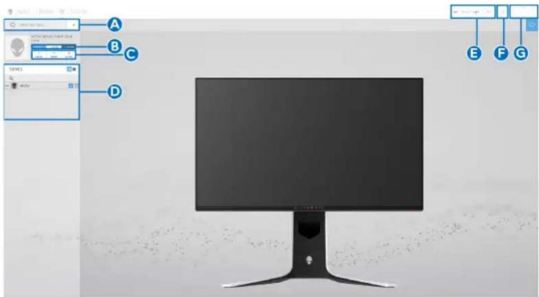 ALIENWARE AW2721D - Navigation durch das AlienFX Fenster - 1
