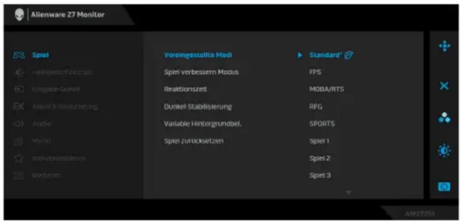 ALIENWARE AW2721D - Voreinge- stellte Modi - 1
