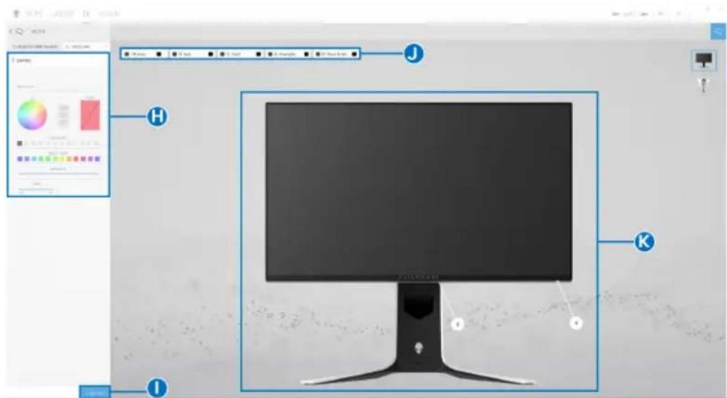 ALIENWARE AW2721D - Navigation durch das AlienFX Fenster - 2