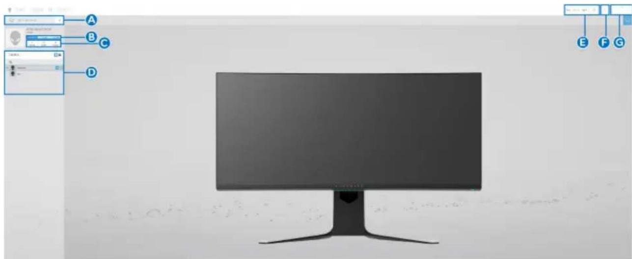 ALIENWARE AW3821DW - Navigation durch das AlienFX Fenster - 1