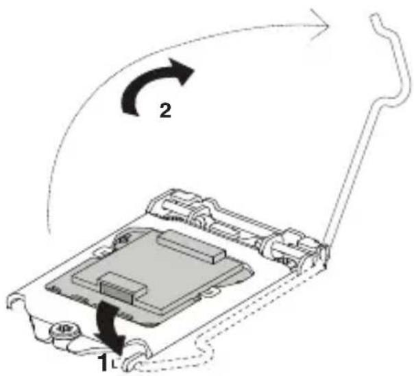 Diagram showing a device with labeled components and directional arrows, including numbered callouts 1 and 2.