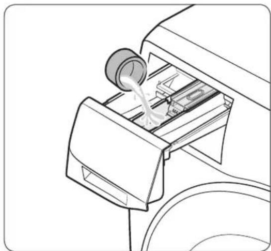 SAMSUNG WW80T656ALE - Einfüllen von Waschmittel in den manuellen Waschmittelbehälter - 2