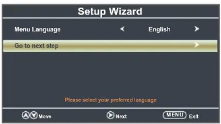Avera Equinox 50EQX10 - STEP 1: Choosing a Menu Language - 1
