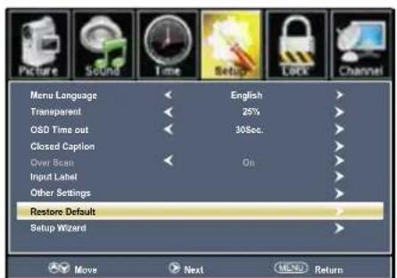Avera Equinox 50EQX10 - - Input Label • Other Settings • Restore Default - 2
