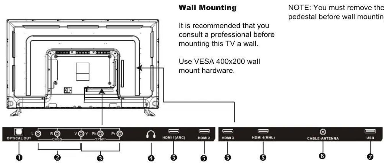 Avera Equinox 50EQX10 - TV Overview Rear Panel - 1