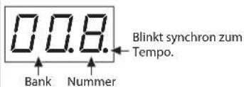 0.8 Blinkt synchron zum Tempo. Bank Nummer