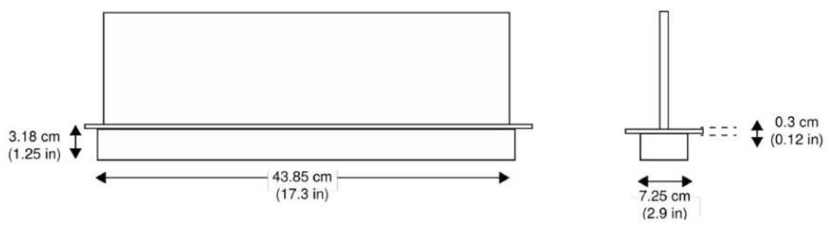 3.18 cm (1.25 in) 43.85 cm (17.3 in) 7.25 cm (2.9 in) 0.3 cm (0.12 in)