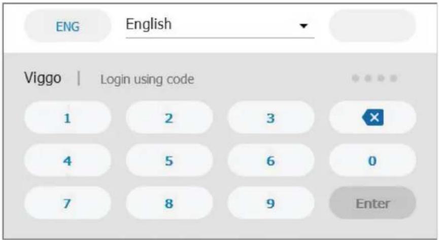 ENG English Viggo | Login using code 1 2 3 4 5 6 0 7 8 9 Enter